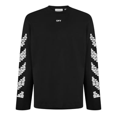 Off White Mens Brick Relaxed Fit Long-Sleeved T-Shirt (Black)