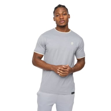 Crosshatch Mens Preece Contrast Striped T-Shirt (Steel Blue)
