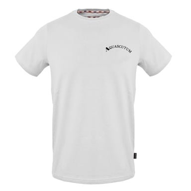 Aquascutum Mens Curved Logo Slim T-Shirt (White)