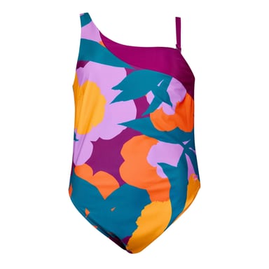 Speedo Womens/Ladies Floral Pattern One Piece Swimsuit (Green/Orange Print)