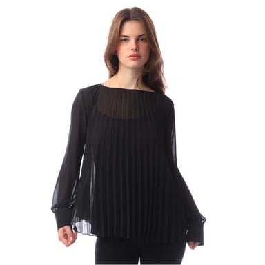 Boss Womens/Ladies Ipuna Pleated Chiffon Blouse (Black)
