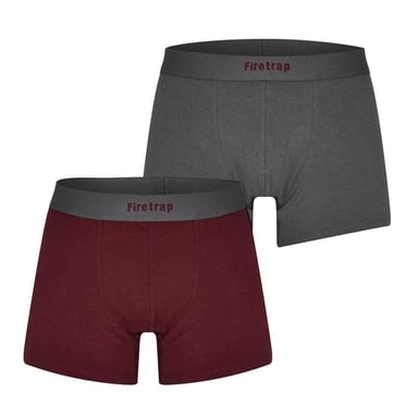 Firetrap Mens Logo Boxer Shorts (Pack of 2) (Grey/Wine)