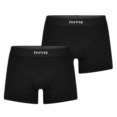 Firetrap Mens Logo Boxer Shorts (Pack of 2) (Black)