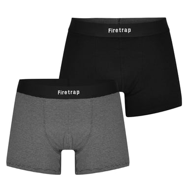 Firetrap Mens Logo Boxer Shorts (Pack of 2) (Black/Grey Stripe)