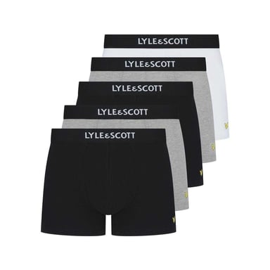 Lyle & Scott Mens Henrick Cotton Blend Boxer Shorts (Pack of 5) (Black/White)