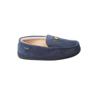Lyle & Scott Mens Aspen Faux Suede Moccasin Slippers (Navy)