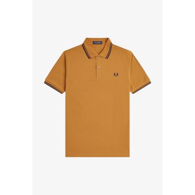 Fred Perry Mens Twin Tip Polo Shirt (Dark Caramel)