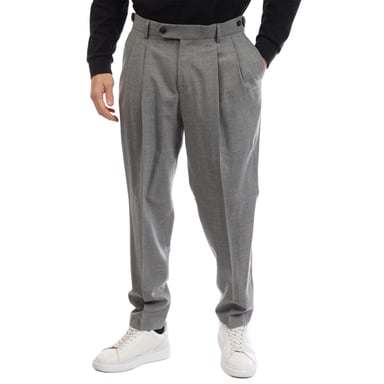 Boss Mens Perin Pleated Straight Leg Trousers (Grey)