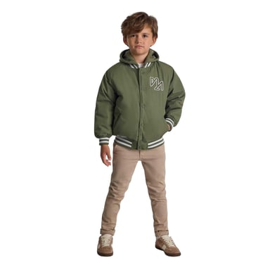 Minoti Boys Embroidered Baseball Varsity Jacket (Khaki)
