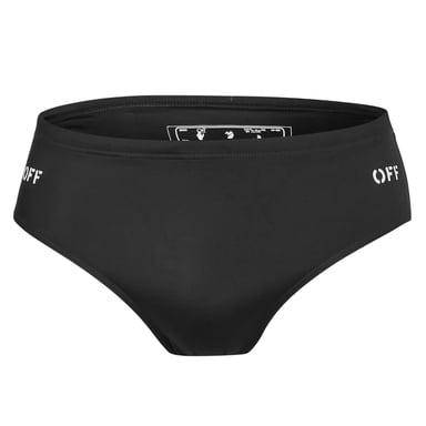 Off White Mens Arrow Logo Regular Swimming Swim Briefs (Black/White)