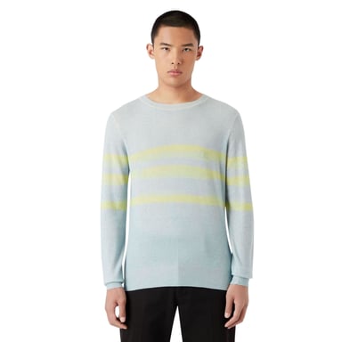 Emporio Armani EA7 Mens Striped Long-Sleeved Sweatshirt (Light Blue/Yellow)