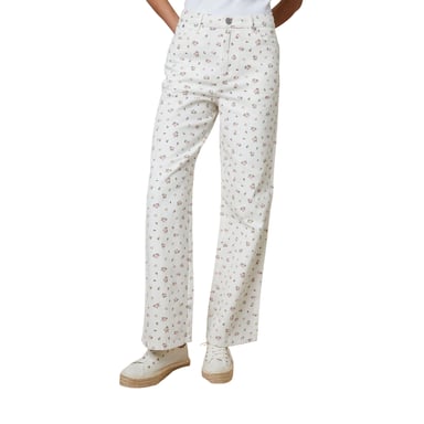 Threadbare Womens/Ladies Soleil Floral Wide Leg Jeans (White)