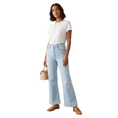 Levis Womens/Ladies Ribcage High Rise Wide Leg Jeans (Bells N Whistles)