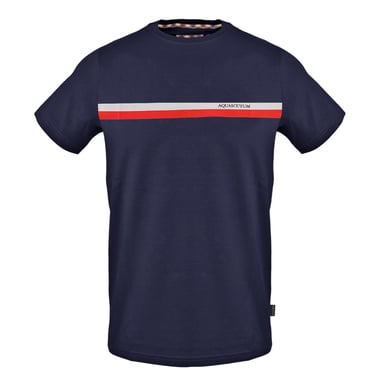 Aquascutum Mens Chest Stripe T-Shirt (Navy)