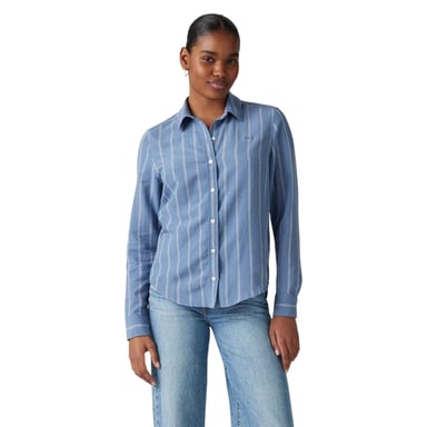 Levis Womens/Ladies Striped Collared Regular Long-Sleeved Shirt (Blue)