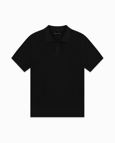 Black Bananas V Knit Polo, Black