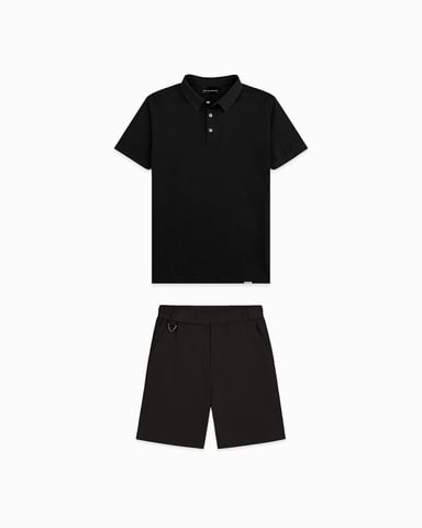 Black Bananas Mercerised Polo Twinset, Black