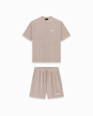 Black Bananas Terry Script Twinset, Sand