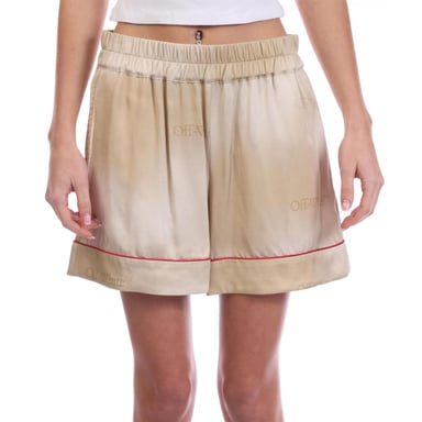Off-White Womens/Ladies Viscose Debossed Pyjama Shorts (Beige)