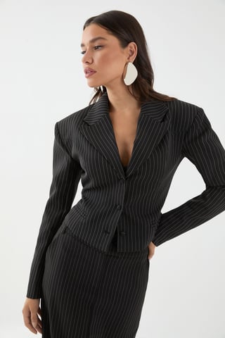 Cinched Waisted Crop Blazer