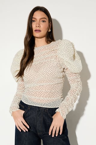 Puff Sleeve Shirred Top