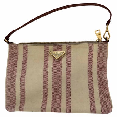Prada Gestreepte Driehoek Logo Etui in Multicolor Canvas