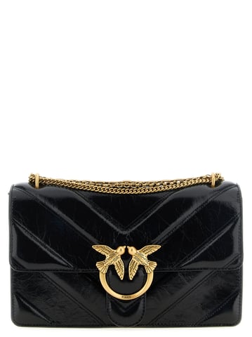 PINKO Black Calfskin Shoulder Bag