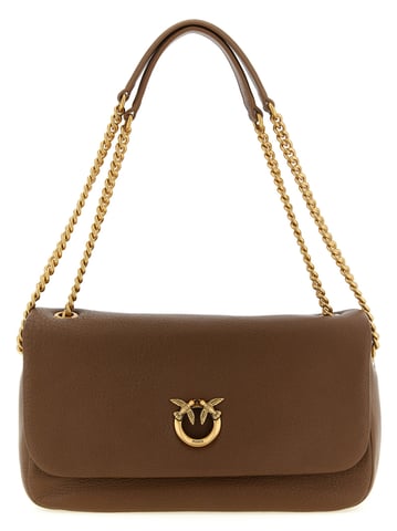 PINKO Brown Lamb Leather Shoulder Bag