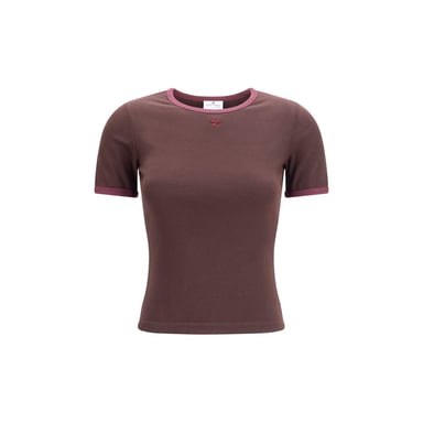Courrèges Brown Cotton T-Shirt