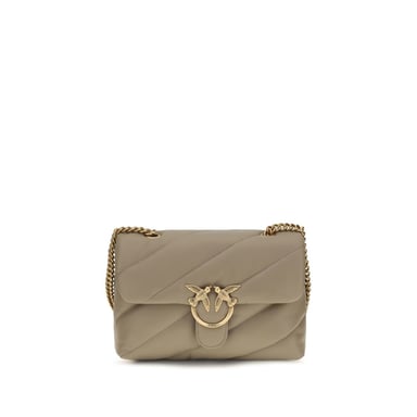 PINKO Gray Calf Leather Bos Taurus Shoulder Bag