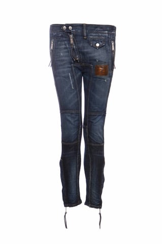Dsquared2 blue patchwork biker jeans. - Copy