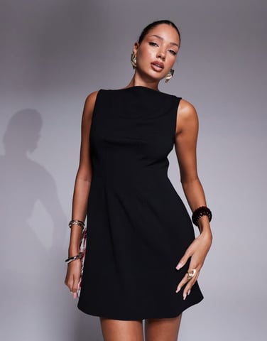 ASOS DESIGN sleeveless seam detail mini dress in black