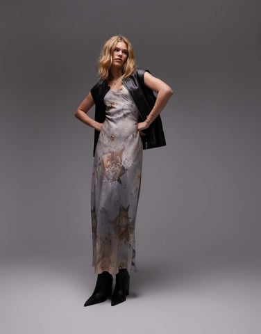 AllSaints Bryony maxi dress in bloom soft blue