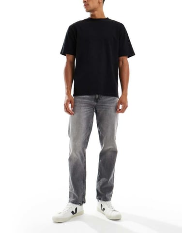 ASOS DESIGN straight fit jeans with stretch in grey wash