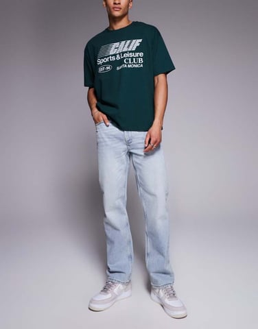 ASOS DESIGN straight fit jeans in light wash with tint