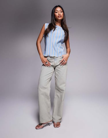 ASOS DESIGN comfort stretch straight leg jean in vintage wash - LBLUE