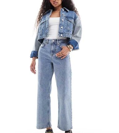 Miss Selfridge Petite straight leg jean in mid wash
