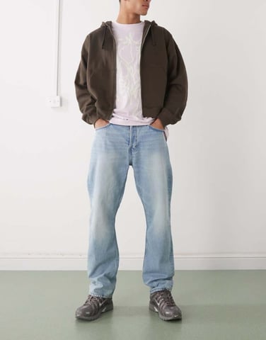 Weekday Space relaxed fit straight leg jeans in light blue