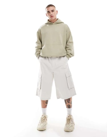 Cotton On super baggy cargo shorts in stone
