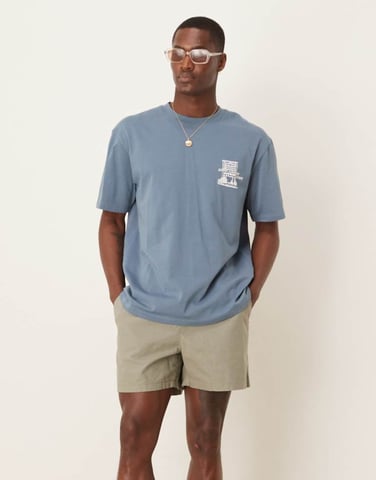 ASOS DESIGN shorter length linen blend shorts in khaki