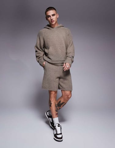 The Couture Club co-ord boucle knit shorts in brown