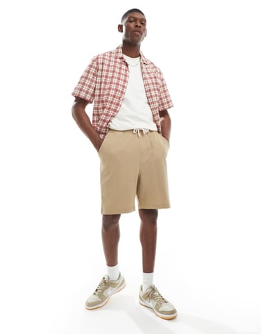 ASOS DESIGN oversized waffle textured short in camel