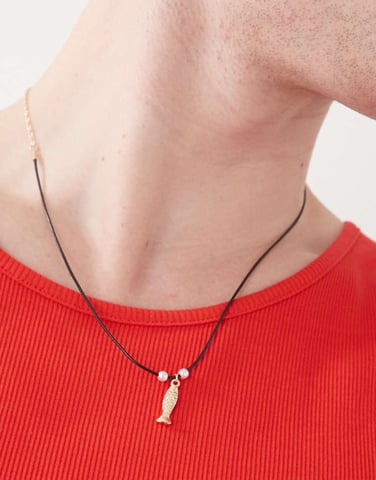 Reclaimed Vintage unisex fish charm necklace