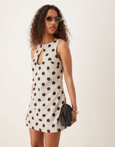 ASOS DESIGN cut out shift mini dress in spot print