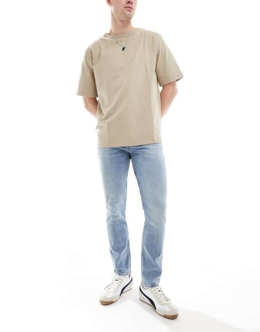 BOSS Orange Delaware slim fit jeans in light wash