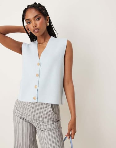ASOS DESIGN structured boxy waistcoat in blue