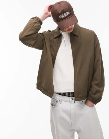 Topman harrington jacket in khaki