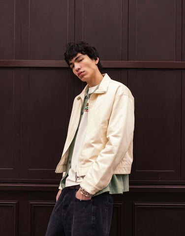 Topman twill harrington jacket in white