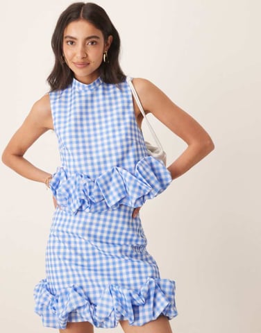 Sister Jane Lavender gingham cropped top in blue