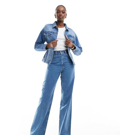 ASOS DESIGN Tall wide leg dad jeans in clean blue